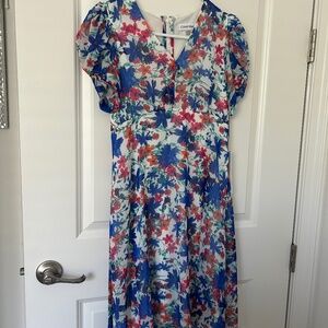 2P Calvin Klein lined dress, white multicolored